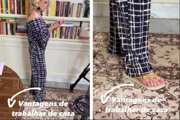 Ana Maria Braga aparece de chinelos em bastidores de programa(Imagem:Reprodução)