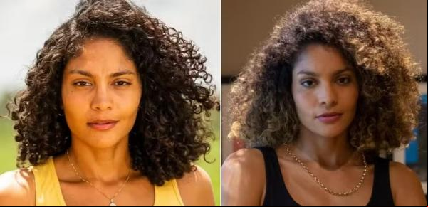 Bárbara Reis como a mocinha Aline de