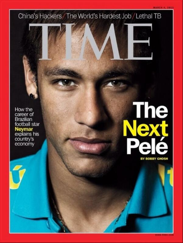 Neymar na capa da Time.(Imagem:Reprodução)