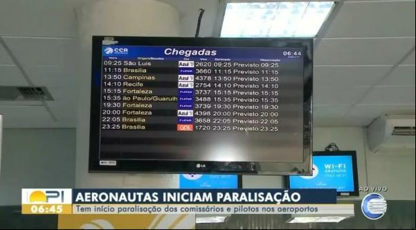 Paralisação de pilotos e comissários não afeta voos em Teresina, informa concessionária.(Imagem: Reprodução/TV Clube )