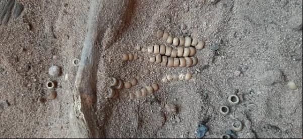 Arqueólogos encontram esqueleto de indígena adulto sepultado diante de parede com gravuras rupestres em Guaribas, no Sul do Piauí.(Imagem: Professora Cláudia Cunha/ UFPI)