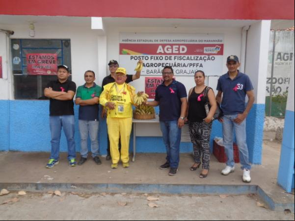Servidores realizam ato e distribuem bananas em frente à AGED de Barão de Grajaú.(Imagem:FlorianoNews)