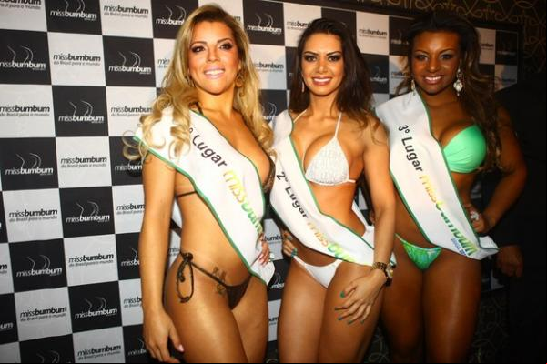 As três primeiras colocadas do concurso Miss Bumbum em São Paulo.(Imagem:Iwi Onodera/EGO)