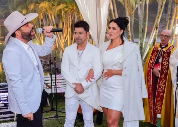 Cerimônia de chá revelação contou com casamento surpresa entre Zezé di Camargo e Graciele Lacerda.(Imagem:brazil news)