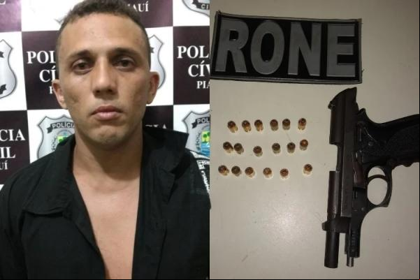 Marcelo Pinho da Silva, que tem diversas agens pelo sistema prisional por roubo e tráfico de drogas, foi conduzido até a Central de Flagrantes para procedimentos legais e deve(Imagem:Reprodução)