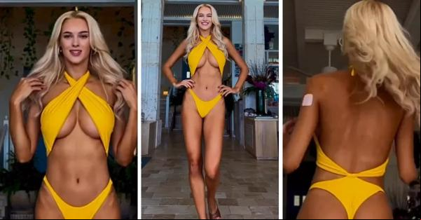 Veronika Rajek em desfile de biquíni.(Imagem: Reprodução/Instagram )