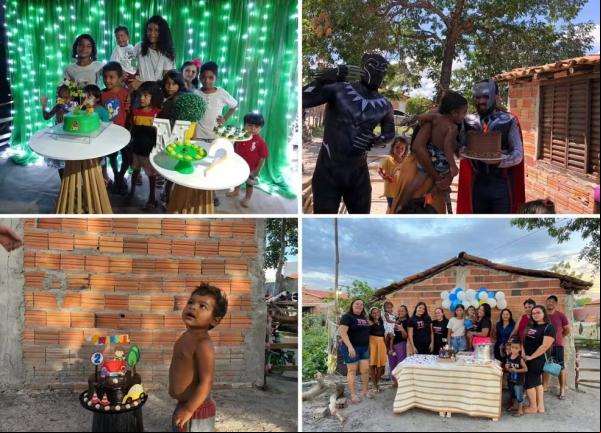 Menino que cantou parabéns com bolo e docinhos de areia já ganhou quatro festas de aniversário.(Imagem: Arquivo pessoal)