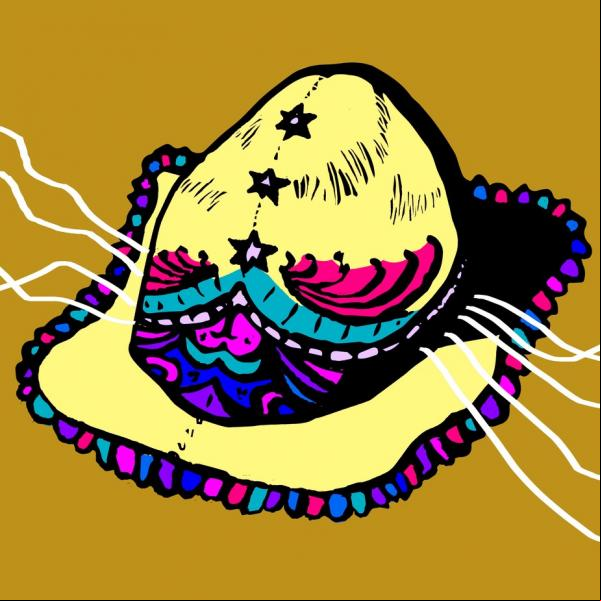 Obra do artista Gabriel Paz, a capa do single Olha Dominguinhos expõe desenho de chapéu alusivo ao ório usado pelo artista ao longo da vida.(Imagem:Reprodução)