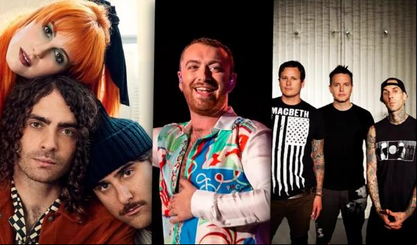 Paramore, Sam Smith e Blink-182 no Lollapalooza BR.(Imagem:Reprodução)