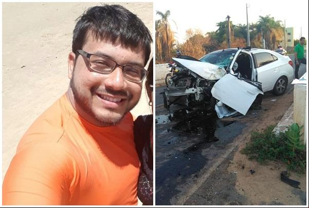 Motorista fica preso à ferragens em acidente em Floriano.(Imagem:Reprodução/Whats App)