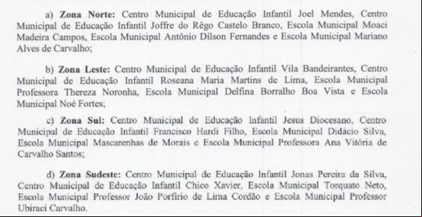 Unidades da rede municipal de Teresina com matrícula online para ano letivo 2023.(Imagem:Reprodução )