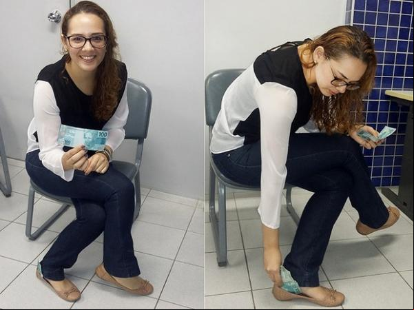 Ellen Lima a a virada do ano com uma nota de R$ 100 dentro da sandália.(Imagem:Arquivo Pessoal)