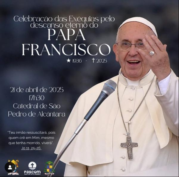 Diocese de Floriano realiza Missa das Exéquias em sufrágio da alma do Papa Francisco nesta segunda (21).(Imagem:Reprodução/Instagram)