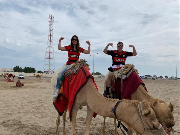 Torcedores do Flamengo fazem eios em Doha.(Imagem:Arquivo pessoal)