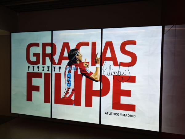 Atlético de Madrid fez imagem de agradecimento a Filipe Luís.(Imagem:Fernando Kallas)