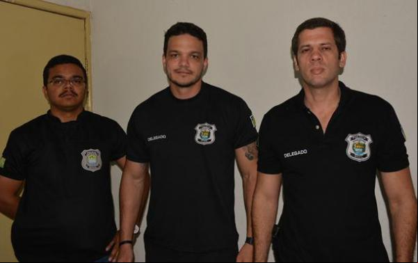 Delegados Paulo Gregório Furtado, Eduardo Aquino e João Rodrigo de Luna, responsáveis pela investigação do crime.(Imagem:Cristiano Setragni/florianonews.piauiconectado.com)