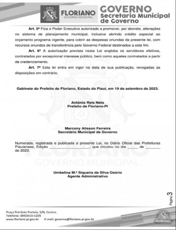 Lei garante complemento do piso salarial da Enfermagem em Floriano(Imagem: Divulgação)