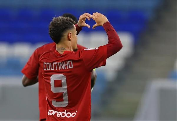 Philippe Coutinho comemora o gol marcado em sua estreia pelo Al Duhail, do Catar.(Imagem:Divulgação / Al Duhail SC)