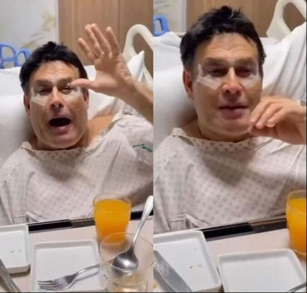 Um pouco mais cedo, no pré-operatório, o humorista, de 66 anos de idade, fez um outro post para falar sobre o assunto. Na legenda, ele escreveu: Rá! Agora sim, hein glugluzada, sa(Imagem:Reprodução)