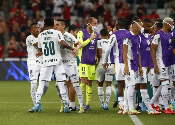 Comemoração do gol do Palmeiras contra o Athletico.(Imagem:Staff images /CONMEBOL)