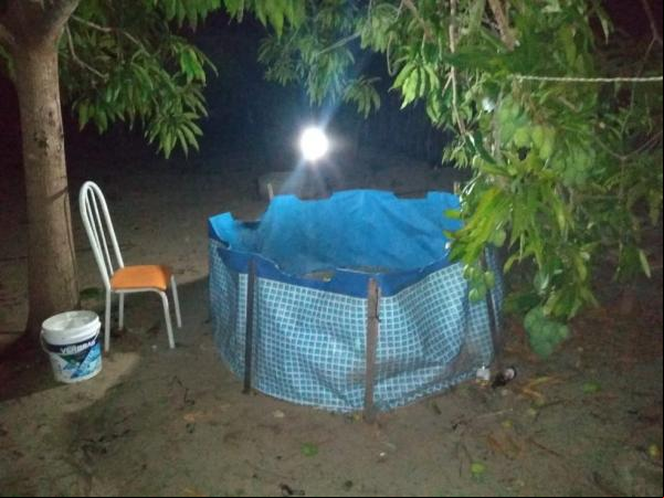 Arena usada para as rinhas de galo foi encontrada na casa do suspeito em Luís Correia, no litoral do Piauí.(Imagem:Divulgação/Batalhão de Polícia Ambiental)