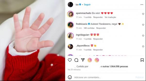 Primeira foto de Nala postada por IZA bate 1 milhão de curtidas em menos de 30 minutos.(Imagem:Instagram/Carol Caminha)