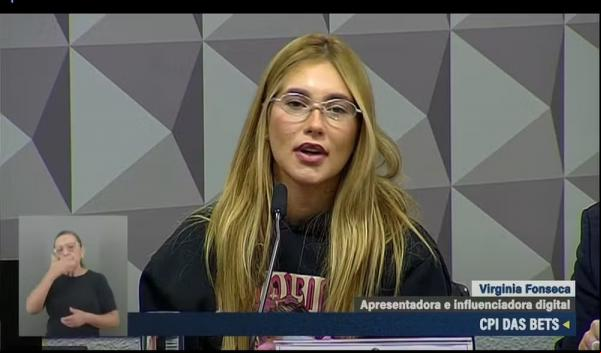 A incluenciadora Virginia Fonseca na I das Bets do Senado.(Imagem:Reprodução/TV Senado)
