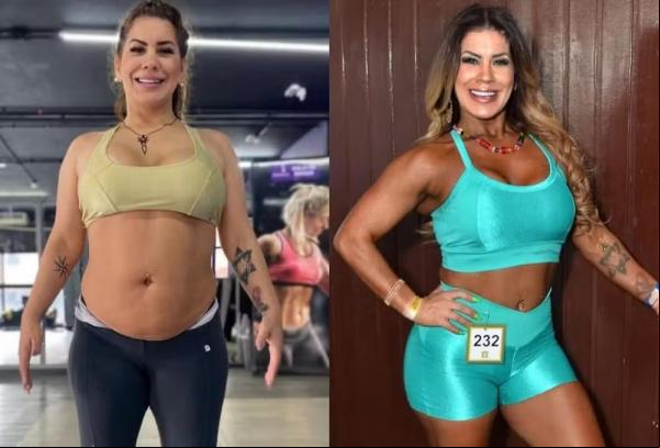 Antes e depois de Bruna Ferraz.(Imagem:F Mídia Press/Divulgação)
