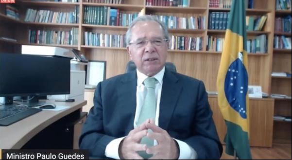 O ministro Paulo Guedes (Economia) durante o evento virtual do troféu.(Imagem:Reprodução/YouTube)