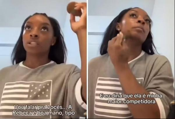 Simone Biles fala sobre Rebeca Andrade. (Imagem:Reprodução/TikTok)