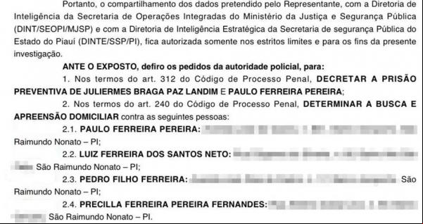 Mandados contra os suspeitos de matar homem na frente das filhas em São Raimundo Nonato.(Imagem:Reprodução)