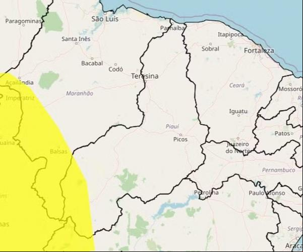 Aviso de chuvas intensas no Piauí (Imagem: Inmet)