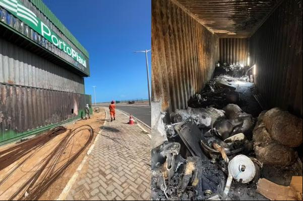 Princípio de incêndio atinge canteiro de obras do Porto Piauí; 2ª ocorrência em 2 dias.(Imagem:Divulgação/CBMEPI)