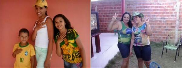 Ariel, Sarah e Beatriz. Madalena e Elitânia! Na torcida vaiii Brasil!(Imagem:Arquivo Pessoal)