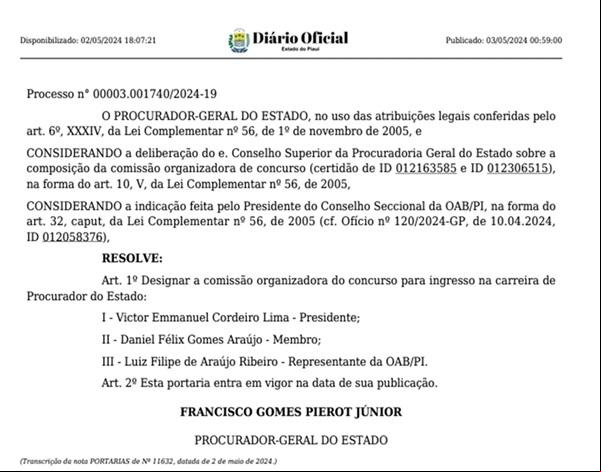 Edital de concurso (Imagem:Reprodução)