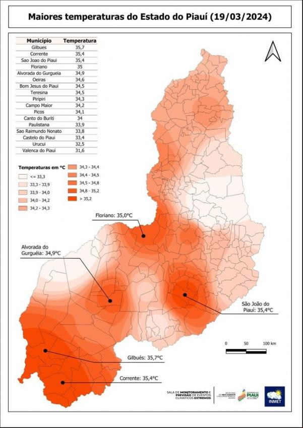 O boletim vai informar as cinco maiores temperaturas registradas no Piauí.(Imagem:Divulgação)