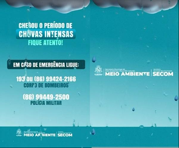 Prefeitura de Floriano alerta população para cuidados durante o período chuvoso(Imagem:Divulgação/Secom)
