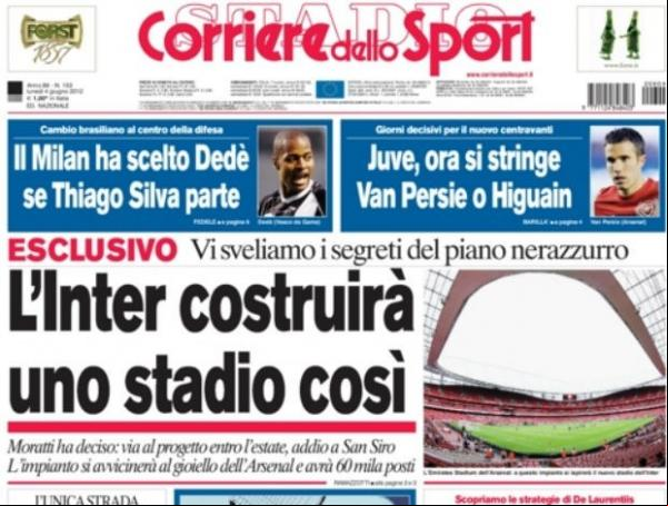 Manchete do Corriere dello Sport aponta interesse do Milan em Dedé.(Imagem:Reprodução)