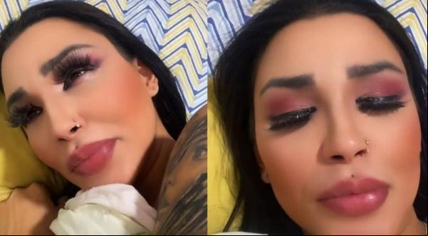 Jenny Miranda publicou vídeo chorando na web.(Imagem:Reprodução/TikTok)