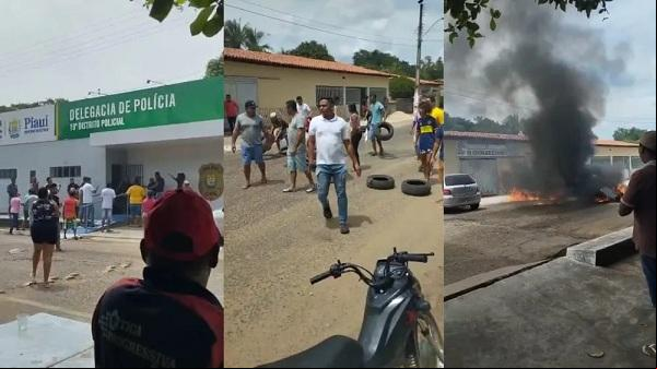 Manifestam protestam em frente delegacia de Palmerais pedindo justiça para a morte da bebê de 4 meses.(Imagem:Reprodução)