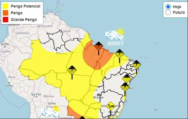 Com rios acima do nível normal, Piauí tem alertas de chuvas intensas e de risco para inundações(Imagem:Reprodução/Inmet)