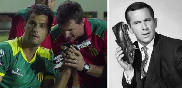 Goleiro reserva do Sampaio Correa lembrou o Agente 86.(Imagem:SporTV.com)