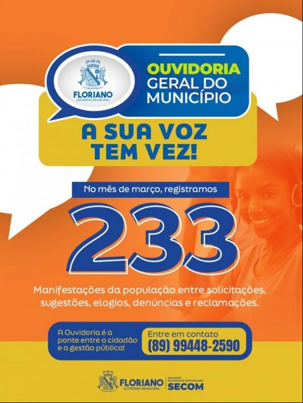 Escuta ativa da população: Ouvidoria de Floriano registra 233 manifestações em março(Imagem:Secom)