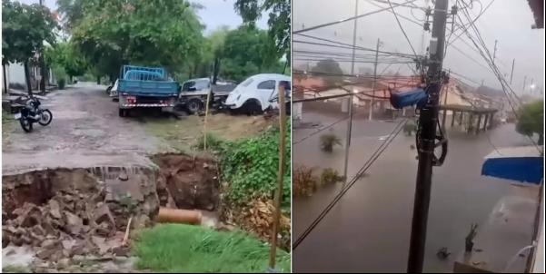 Chuvas causaram alagamentos e estragos em ruas de Floriano, no Piaui - Após meses de calor e tempo seco, Sul do Piauí registra maiores chuvas do Brasil.(Imagem:Reprodução)