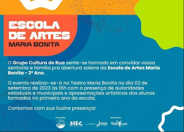 Abertura Solene da Escola de Artes Maria Bonita acontece neste sábado em Floriano(Imagem:Reprodução/Instagram)