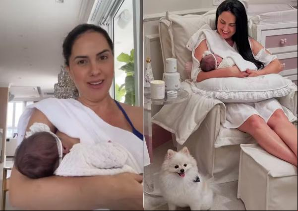 Graciele Lacerda rebate crítica por amamentar filha durante exercício.(Imagem:Reprodução/Instagram)