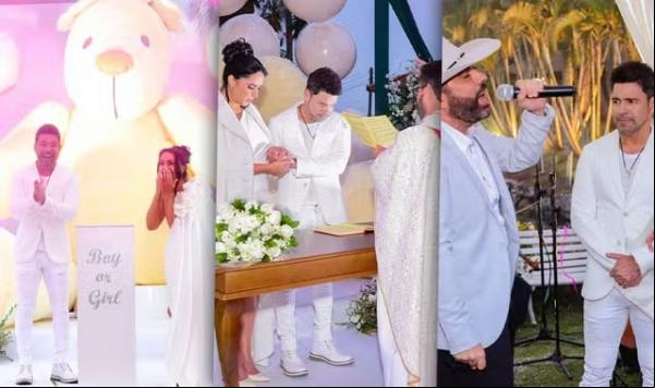 Chá Revelação de Graciele Lacerda e Zezé di Camargo teve casamento surpresa e cantoria.(Imagem:brazil news)