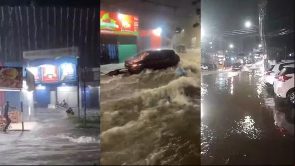Mulher e bebê são resgatados após serem arrastados por enxurrada em Teresina.(Imagem:Montagem g1)