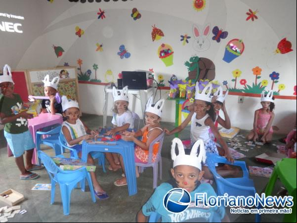 Confraternização de Páscoa encantou as crianças da Creche Eduardo Neiva.(Imagem:FlorianoNews)