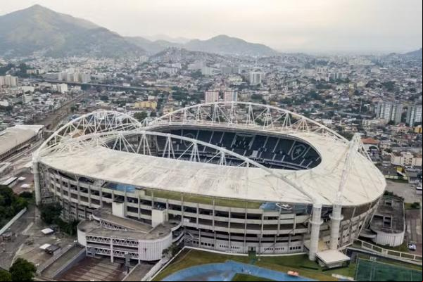 Vista aérea do Estádio Nilton Santos, do Botafogo.(Imagem:Buda Mendes/Getty Images)